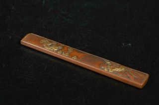 U7115: Japan Xf Old Copper Dragon Cloud Inlay Sword Parts Kozuka For Short Sword