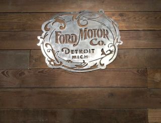 Ford Motor Co Sign Detroit Vintage Truck Gas Pump Model T A Body Parts Shell Oil