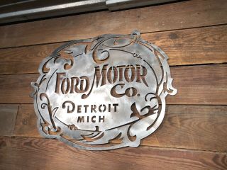 Ford Motor Co Sign Detroit Vintage Truck Gas Pump Model T A Body Parts Shell Oil 2