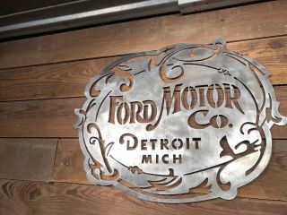 Ford Motor Co Sign Detroit Vintage Truck Gas Pump Model T A Body Parts Shell Oil 3