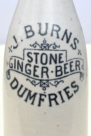 Vintage C1900s J.  Burns Dumfries Scotland Stone Ginger Beer Bottle