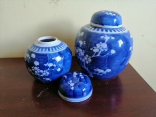 2 Chinese Prunus Blossom Jars With Double Ring Mark