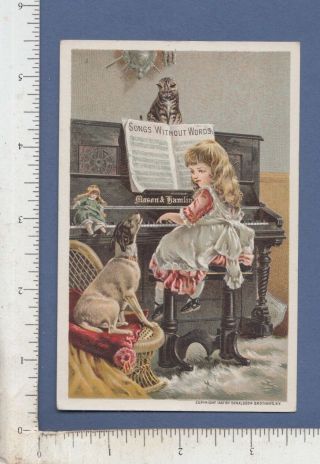 B348 Mason & Hamlin Organ Piano Trade Cd Girl Playing Piano Dog Singing Cat Dog