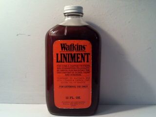 Vtg Watkins Liniment Red Label 12 Ounce Bottle (full) Photo Movie Prop Display