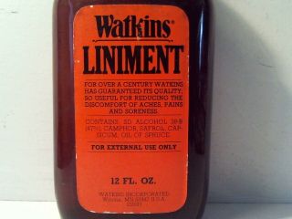 Vtg Watkins Liniment Red Label 12 Ounce Bottle (Full) Photo Movie Prop Display 2