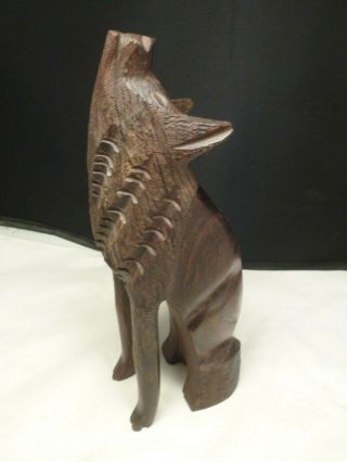 Hand Carved Wood Wooden Ironwood Standing Wolf Howling Figurine 10 " Tall