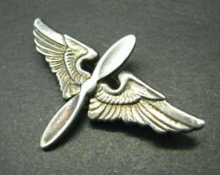Wwii Sterling Silver Army Air Force Officer Insignia Pin Badge Wings Propeller