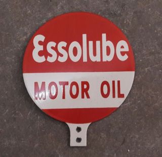 Porcelain Essolube Motor Oil Sign Size 6 " Inch Round Flange