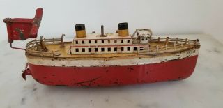 Antique European Metal Toy Ocean Liner Ship Boat Wind Up