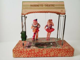 Ck Kuramochi Japan Prewar 1930s Clockwork Celluloid & Tin Toy Marionette Theater