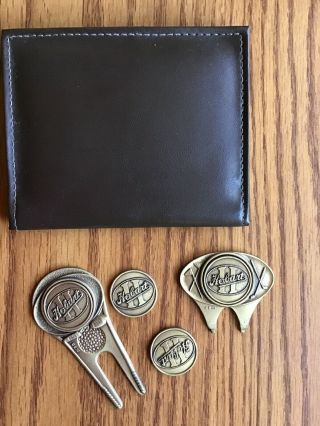 Hobart Vintage Golf Wallet With Ball Markers And Divot Repair Cleat Cleaner