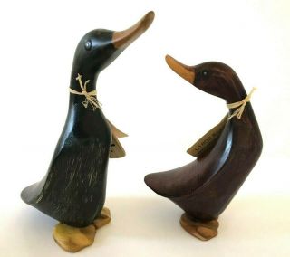 Dcuk The Duck Company Hand - Carved Brown Wooden Ducks Tommy Gayle 8 - Inches Tall