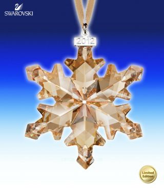 Swarovski Crystal Scs Christmas Ornament 2012 Large Gold 1139970 Mib W/coa