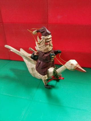 House Of Hatten Santa Flying On Goose Christmas Ornament 6.  5 "