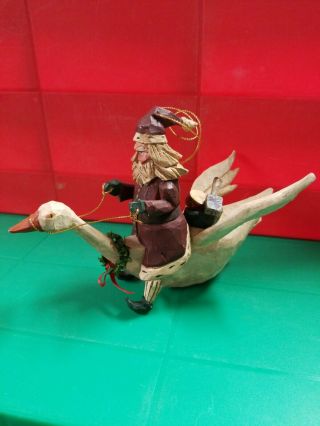 House of Hatten Santa Flying on Goose Christmas Ornament 6.  5 