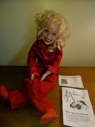 Goldberger Carol Channing Puppet Doll Ventriloquist W/ Authenticity Certificate