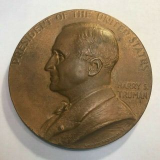 Harry S.  Truman 1945 - 1949 U.  S.  Inauguration Bronze Medallion Medal