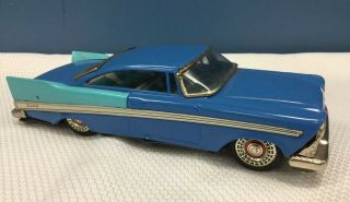 Vintage Bandai Blue Plymouth Fury Tin Friction Toy Car Japan