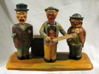 Vintage Anri Carved Wood Bar Set Trio - Music Box