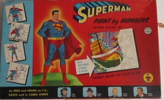 Vintage 1954 Superman Transogram Paint By Numbers Water Color Paint Playset V2