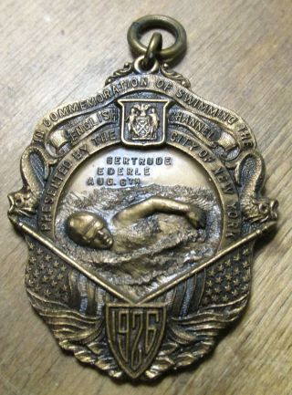 York City Medal Commemorating Gertrude Ederle Swimming English Channel 1926