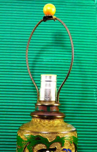 Antique Champleve Cloisonne Bronze Urn Lamp Japanese - Chinese 2