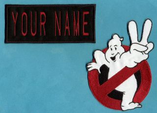 Adult Size Ghostbusters No Ghost 2 & Custom Name 2 Tag Patch Set: Hook Style