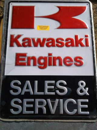 Kawasaki Engines Sales And Service Metal Sign 18 " X 24 " In Shop