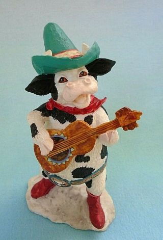Russ Home On The Range Cowboy Cow Bull With Guitar Figurine 14226