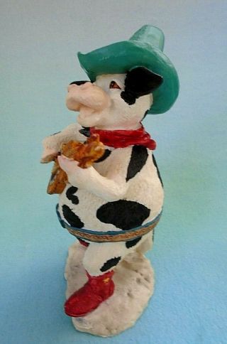 Russ Home on the Range Cowboy Cow Bull with Guitar Figurine 14226 3