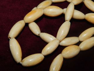 2 x LONG ANTIQUE CHINESE CARVED BOVINE BONE BEAD NECKLACES - 80g 32 