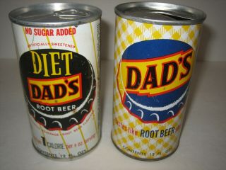 Dads Root Beer & Diet Straight Steel Pull Tab Soda Pop Can