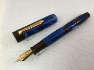 Bexley Blue & Brown Swirl Prototype Unique Usa Fountain Pen (jlc)