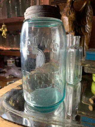 Vintage Mason’s Keystone Patent Nov 30th_ 1858 Glass Quart Jar
