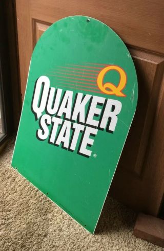 Vintage Quaker State Motor Oil Sign Gas Station Metal Double Sided