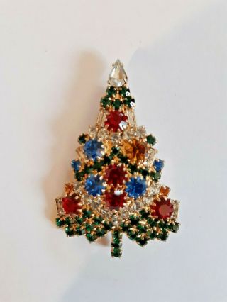 Eisenberg Ice Rhinestone Christmas Tree Pin Brooch.