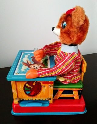 VINTAGE BATTERY OPERATED TEDDY THE ARTIST,  MIB,  1959 JAPAN,  COMPLETE,  GREAT 3