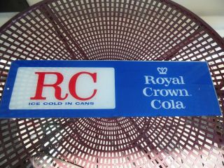 Vintage Advertising Royal Crown Cola Plastic Sign Drink Machine Insert 25 1/4 "