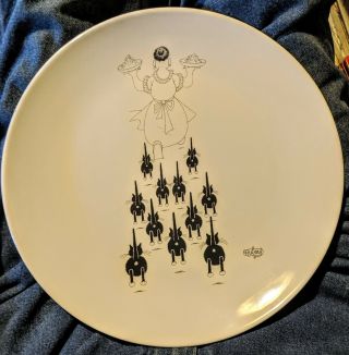 Dubout 2002 Black And White Cat Editions Clouet 11 " Third Eye Dinner Plate