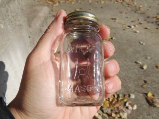 Clear Miniature Bank Atlas H A Symbol Mason Canning Fruit Jar Atlas Seal All Lid