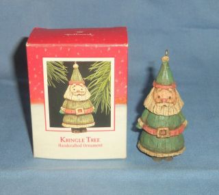 Vtg 1988 Hallmark Christmas Ornament Kringle Tree Non Wood Carved Folk Art Santa