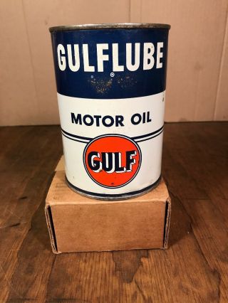 Vintage Gulflube Motor Oil Qt.  Can Full