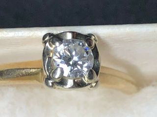 14k Yellow Gold.  20ct Solitaire Diamond Engagement Ring Size 7.  5 Vintage 1.  9 G