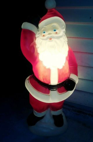 Vtg Light Up Blowmold Santa Claus Large 38” Christmas Decoration Light