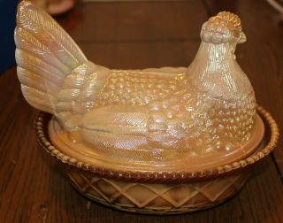 Brown Cream Swirl - Colored Glass Hen on Nest 3