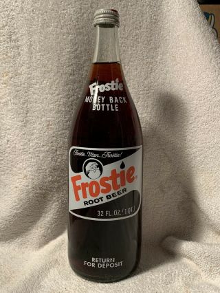 Full 32oz Frostie Root Beer Acl Soda Bottle Return For Deposit