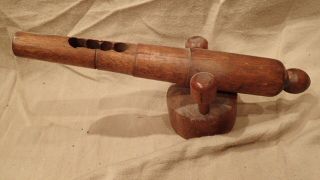 Vintage Antique Wooden Toy Cannon Firing,  Shots Projectiles