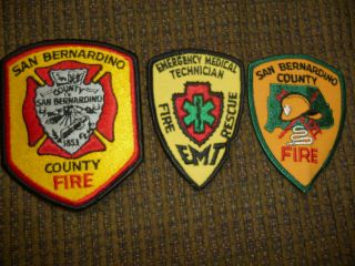 California Old San Bernardino County Fire Dept.  Patch Set Ca Cdf Volunteer
