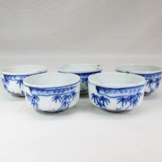 B642: Real Old Chinese Kosometsuke Blue - And - White Porcelain Five Sencha Tea Cups