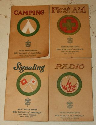 4 Vintage 1930 Books Boy Scouts Of America Merit Badge Series Signaling Camping